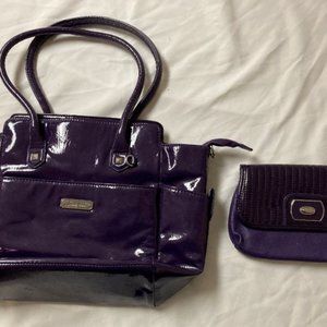 Grace Adele Set: Bag and Clutch, Purple Patent